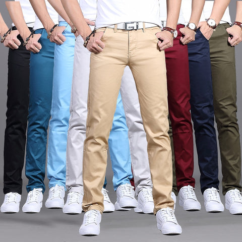 Men's Casual Cotton Slim Fashion Trousers 9 Colors