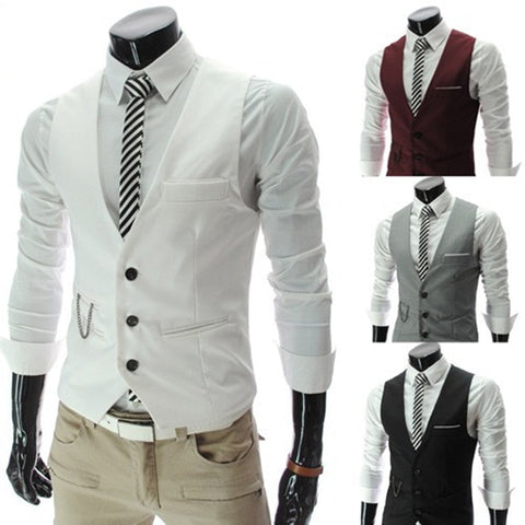 Men's Gilet Homme Slim Fit Dress Business Casual Vests