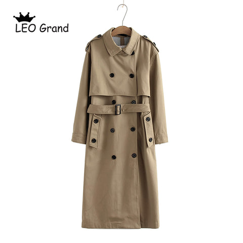 Vee Top Women's Casual Solid Double Breasted Chic Trench Coat