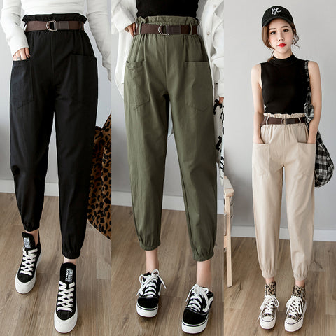 Women's Fashion Solid High Waist Loose Harem Pants