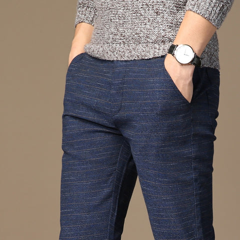 MRMT Brand Men's Striped Micro Elastic Straight Casual Pants